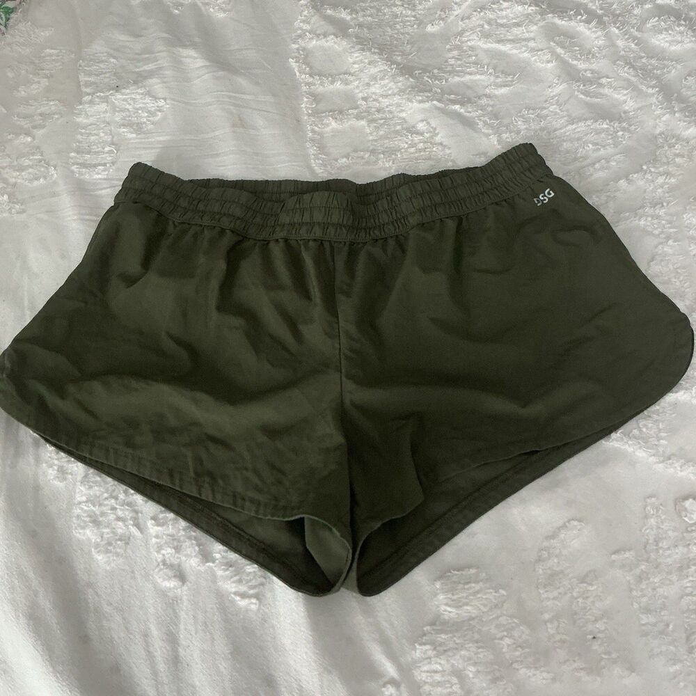 DSG Womens Athletic Running Shorts Green Size Large Elastic Waist Activewear